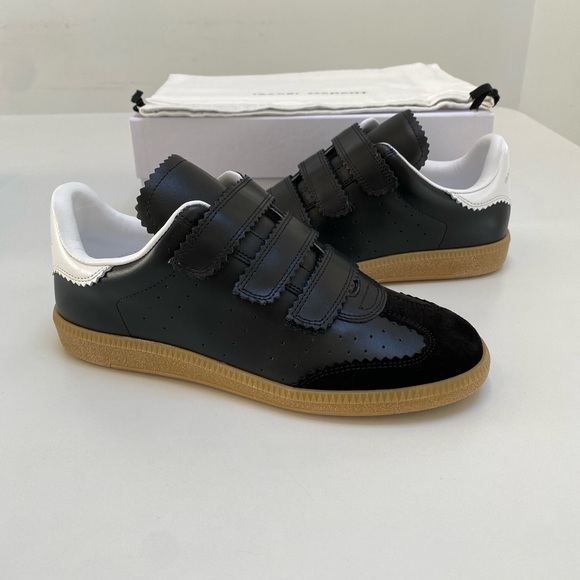 Isabel Marant Beth Sneaker in Black Leather/Gum Sole sz 38 New in Box - Picture 8 of 10